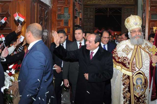 الرئيس السيسى فى احتفالات عيد الميلاد مع البابا تواضروس الثانى