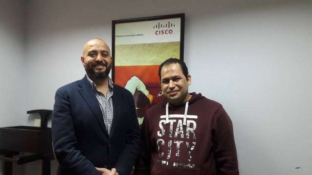 المهندس أيمن الجوهرى مدير عام شركة سيسكو مصر مع رئيس تحرير بلدنا نيوز الاقتصادى