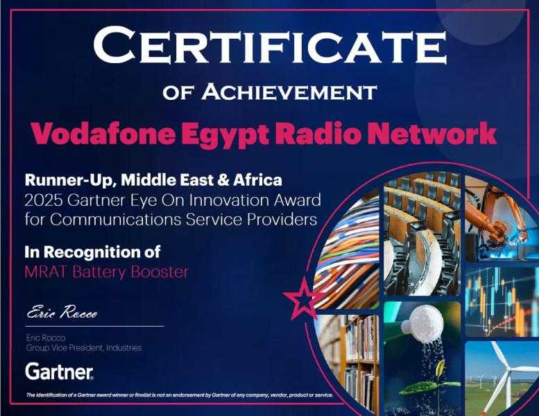 ” ڤودافون مصر ” تبتكر حلًا جديدًا لتعزيز مرونة الشبكات يعمل بالذكاء الاصطناعي، وتحصد إشادة رفيعة من جوائز Gartner العالمية