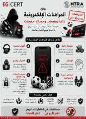بالإنفوجراف.. ” تنظيم الاتصالات ” يطلق حملة لرفع الوعي بمخاطر المراهنات الإلكترونية