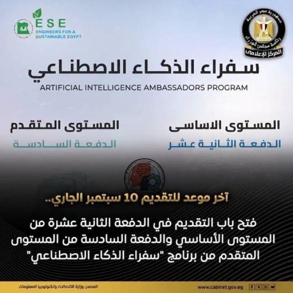 ” القومى للاتصالات ” يفتح باب التقديم في دورة جديدة من برنامج ”سفراء الذكاء الاصطناعي”